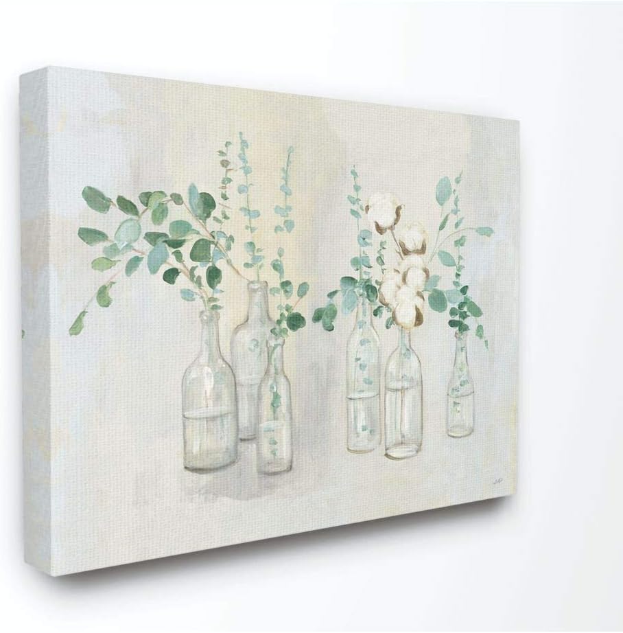 Stupell Industries Lienzo decorativo para pared, diseño de flores y plantas, color gris y verde, 16 x 20 pulgadas, multicolor