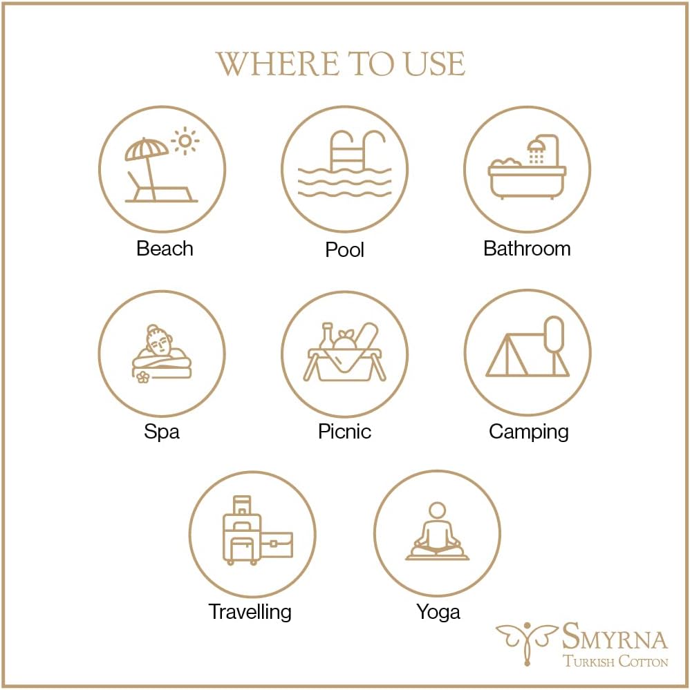 Smyrna Turkish Cotton – Toalla turca original para la playa, 37 x 71 pulgadas, pestemal y toalla turca para spa, playa, alberca, gimnasio y baño