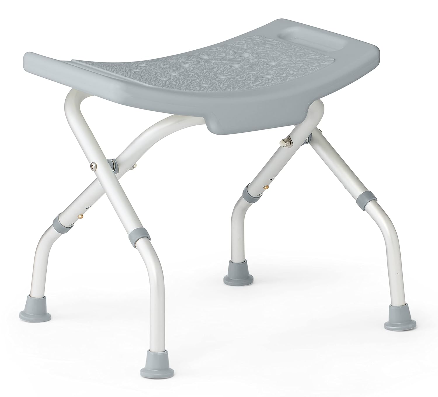 Medline Silla de ducha plegable sin respaldo, silla de baño que soporta hasta 250 libras, color gris