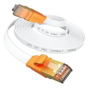 Smolink - Cable Ethernet plano (25 pies), cable de red de Internet de alta velocidad, 2000 MHz, 40 Gbps, cable de conexión de computadora RJ45,
