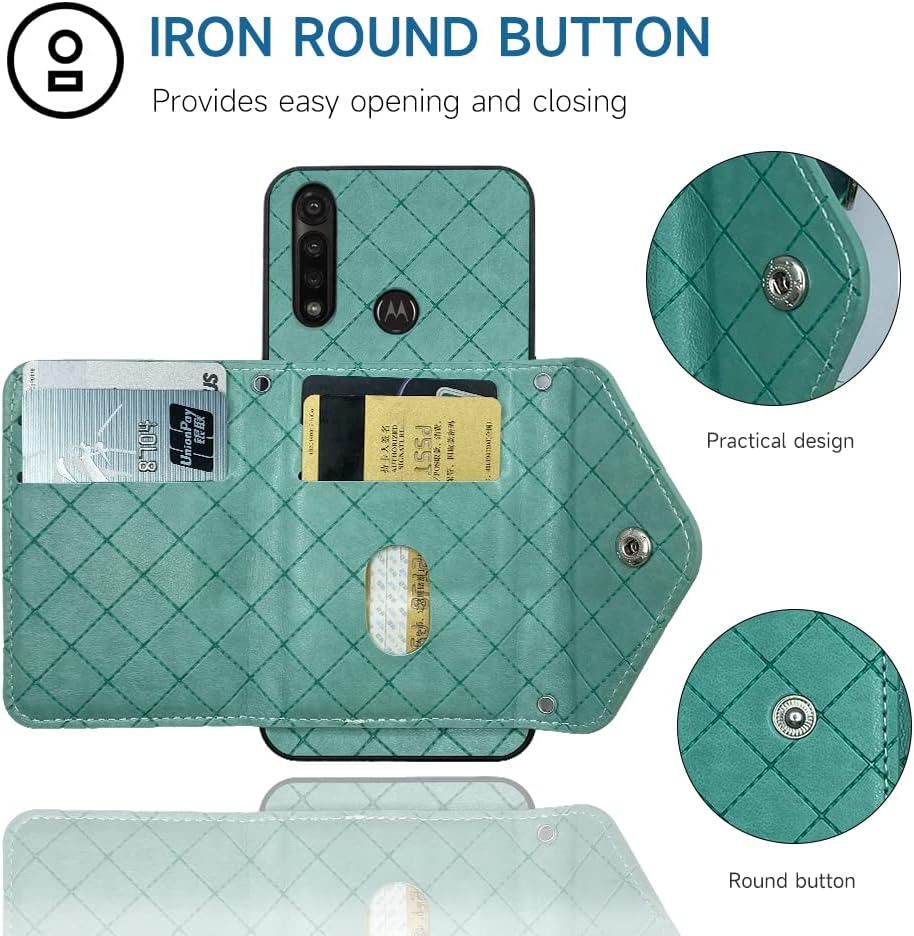 ELISORLI Funda tipo cartera compatible con Moto G Power 2020 con correa cruzada para el hombro y soporte de cuero para tarjetas de crédito,