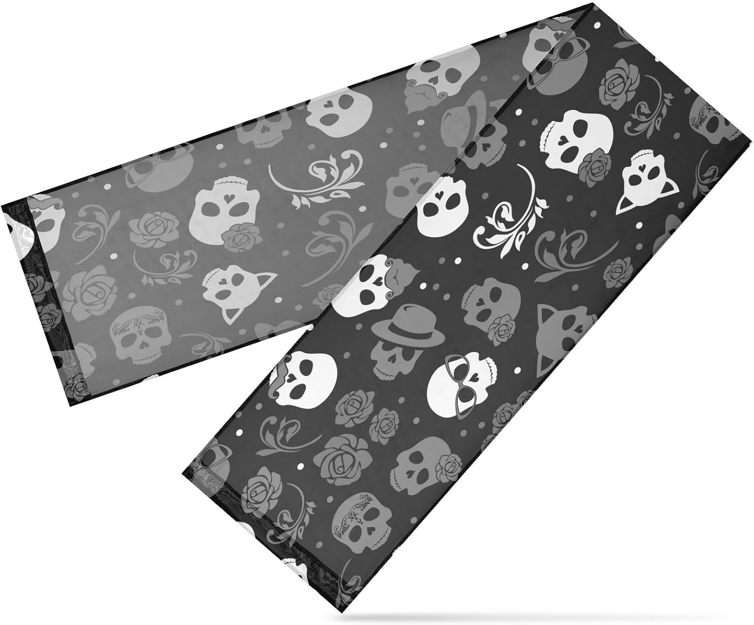 Stylish Skull Floral Table Runner Autumn Table Runner for Desk Decor Halloween Decor 120 Inches Long