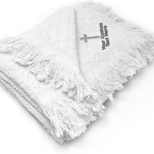 Mantas de bebé bordadas personalizadas para niños y niñas Cruz plata, Texto y nombre personalizados en blanco aquí Mantas de bebé bordadas personalizadas para niños y niñas Cruz plata, Texto y nombre personalizados en blanco aquí