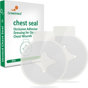 Sello ventilado para el pecho, paquete de 2 unidades, kit de vendaje de emergencia para trauma, 4 rejillas de ventilación, estéril, súper adherente, Sello ventilado para el pecho, paquete de 2 unidades, kit de vendaje de emergencia para trauma, 4 rejillas de ventilación, estéril, súper adherente,