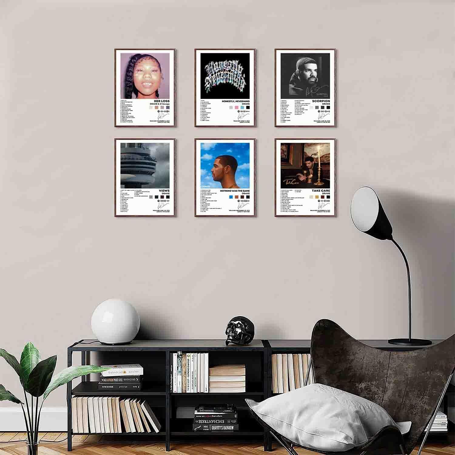 DIDIDO Drake – Póster impreso limitado para portada de álbum, póster de música de rapero, lienzo de arte de pared, juego de 6 para decoración de