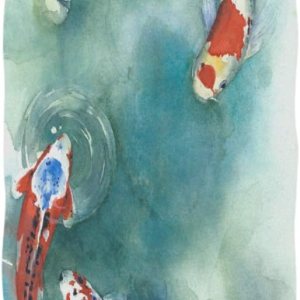 ALAZA Paños de lavado de toallas de mano ultra suaves japoneses con diseño de pez en el estanque para baño, hotel, gimnasio, spa, playa y ejercicio ALAZA Paños de lavado de toallas de mano ultra suaves japoneses con diseño de pez en el estanque para baño, hotel, gimnasio, spa, playa y ejercicio