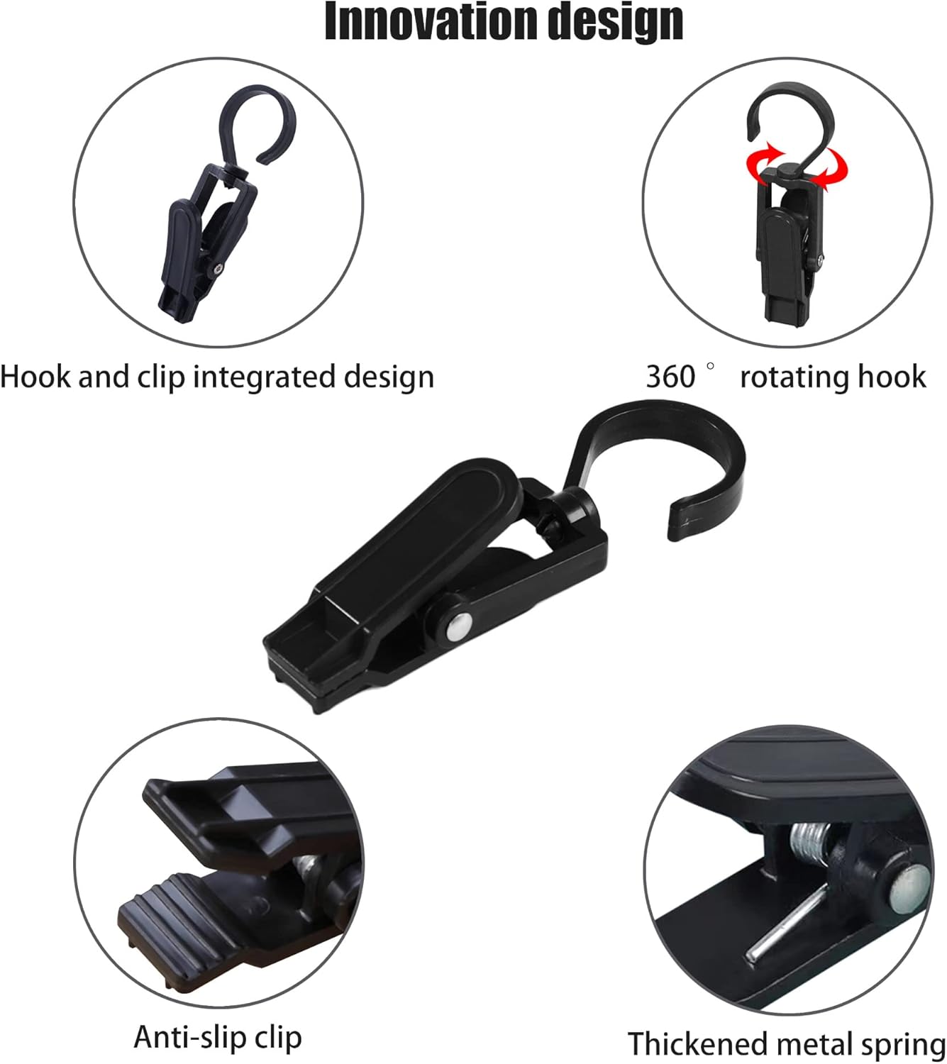 Clip giratorio para gancho de lavandería, colgador giratorio de ropa de plástico, pinza antideslizante multiusos, organizador colgante para
