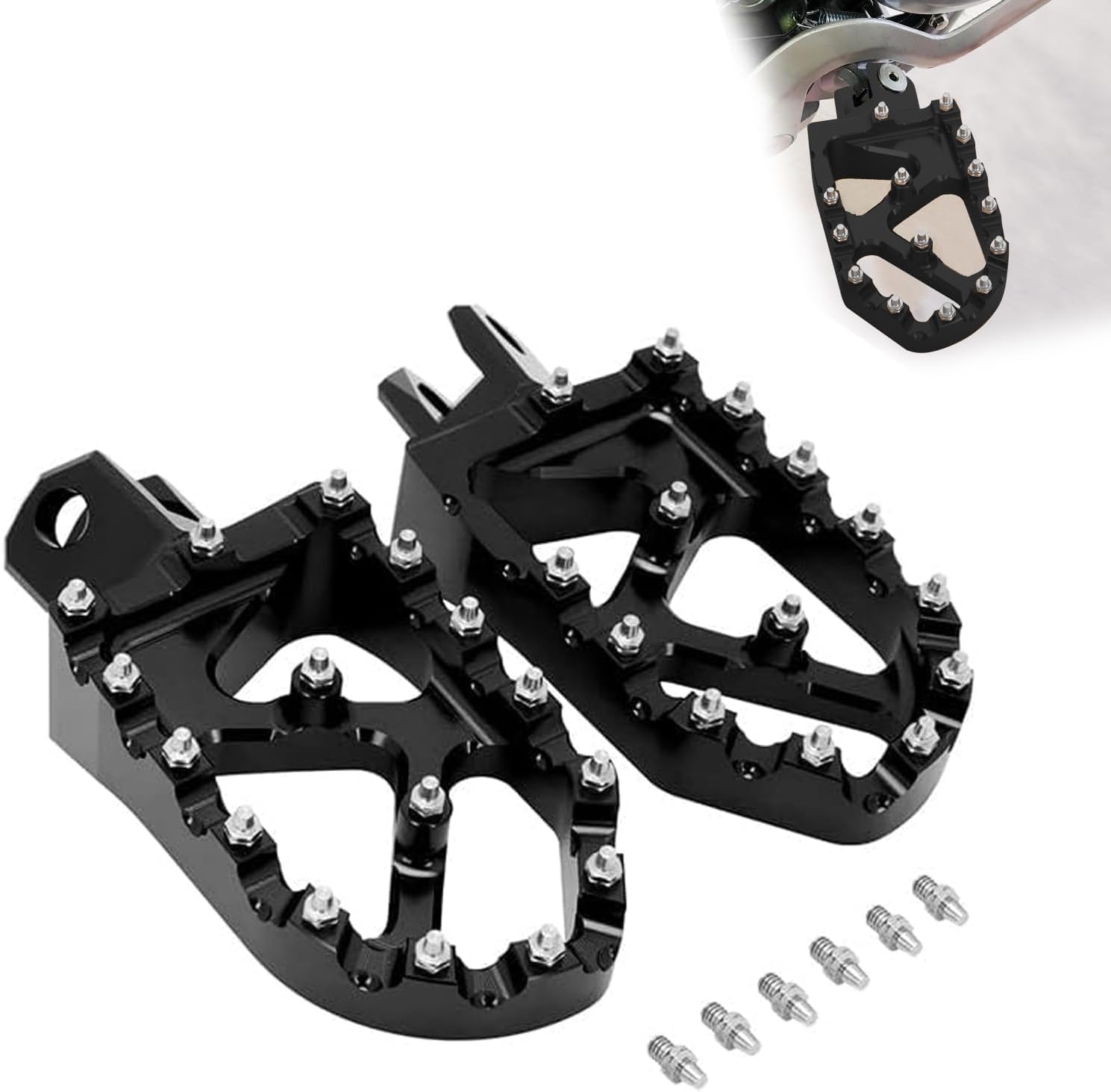 JFG RACING DRZ400 – Estriberas CNC para pedales DRZ400S 00-19 21-22DRZ400SM 05-19 21-22DRZ400E 00-07DRZ400 00-04RM125 RM250 RM250 M250Z RMX250-Negro