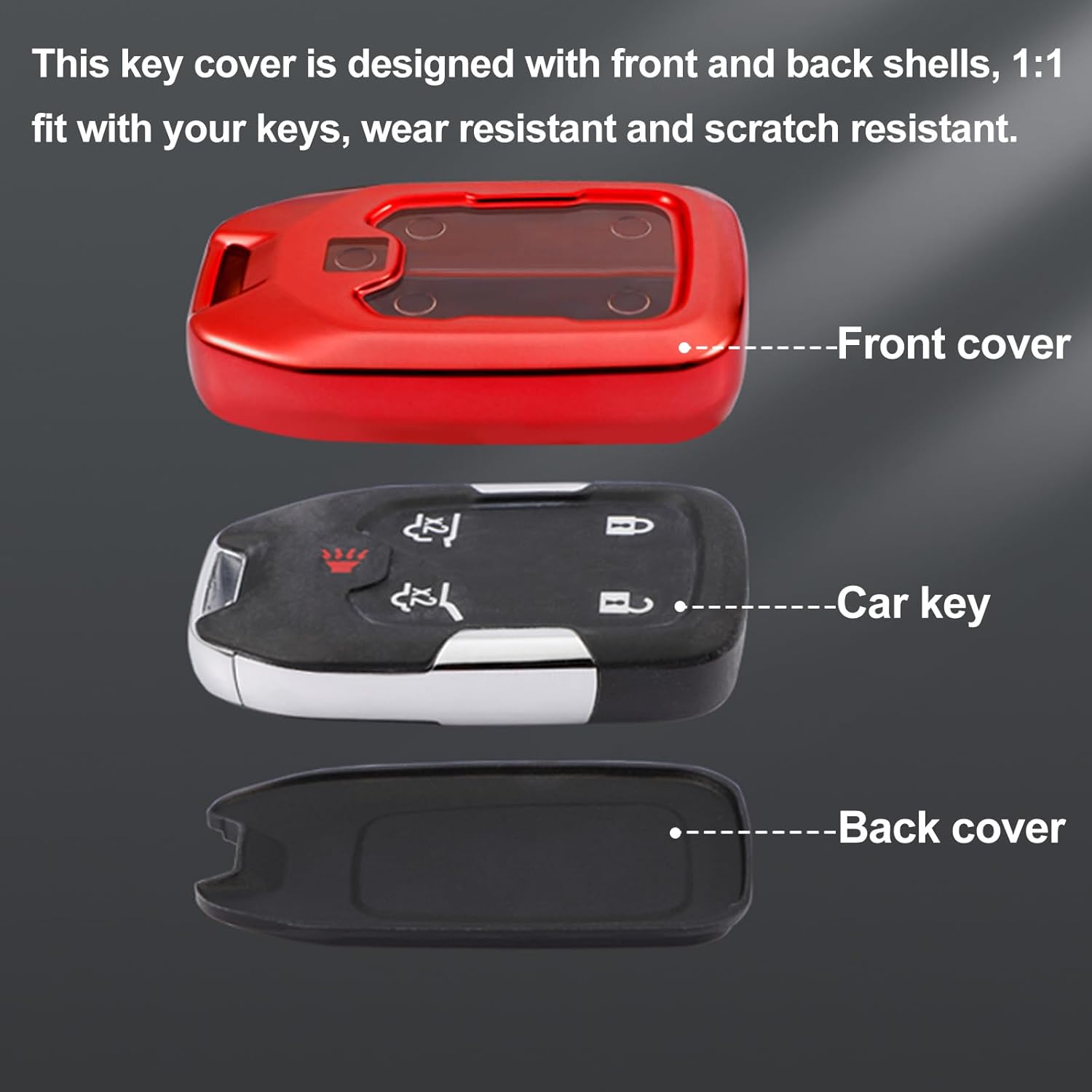 Funda para llavero GMC, carcasa de TPU suave con llavero de cuero para GMC Sierra Terrain Acadia Yukon accesorios, azul