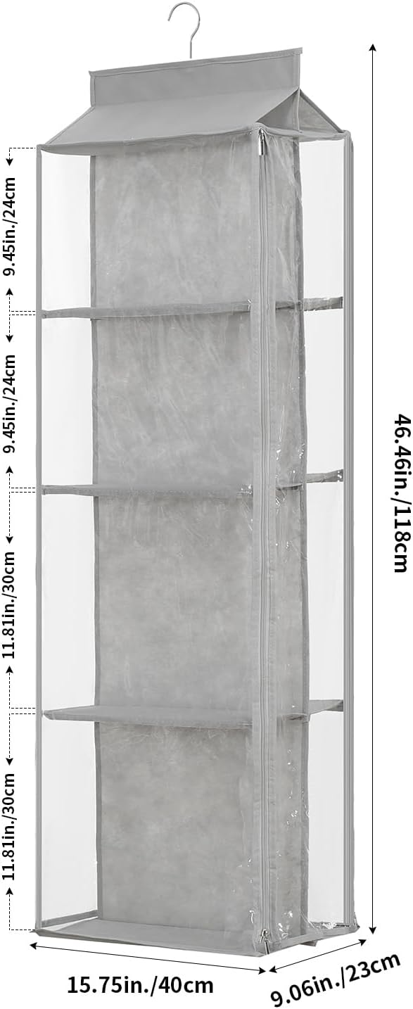 Remittur Organizador de bolso colgante de 8 rejillas en 1 paquete con cremalleras dobles, organizador de bolso visible para armario, soporte de
