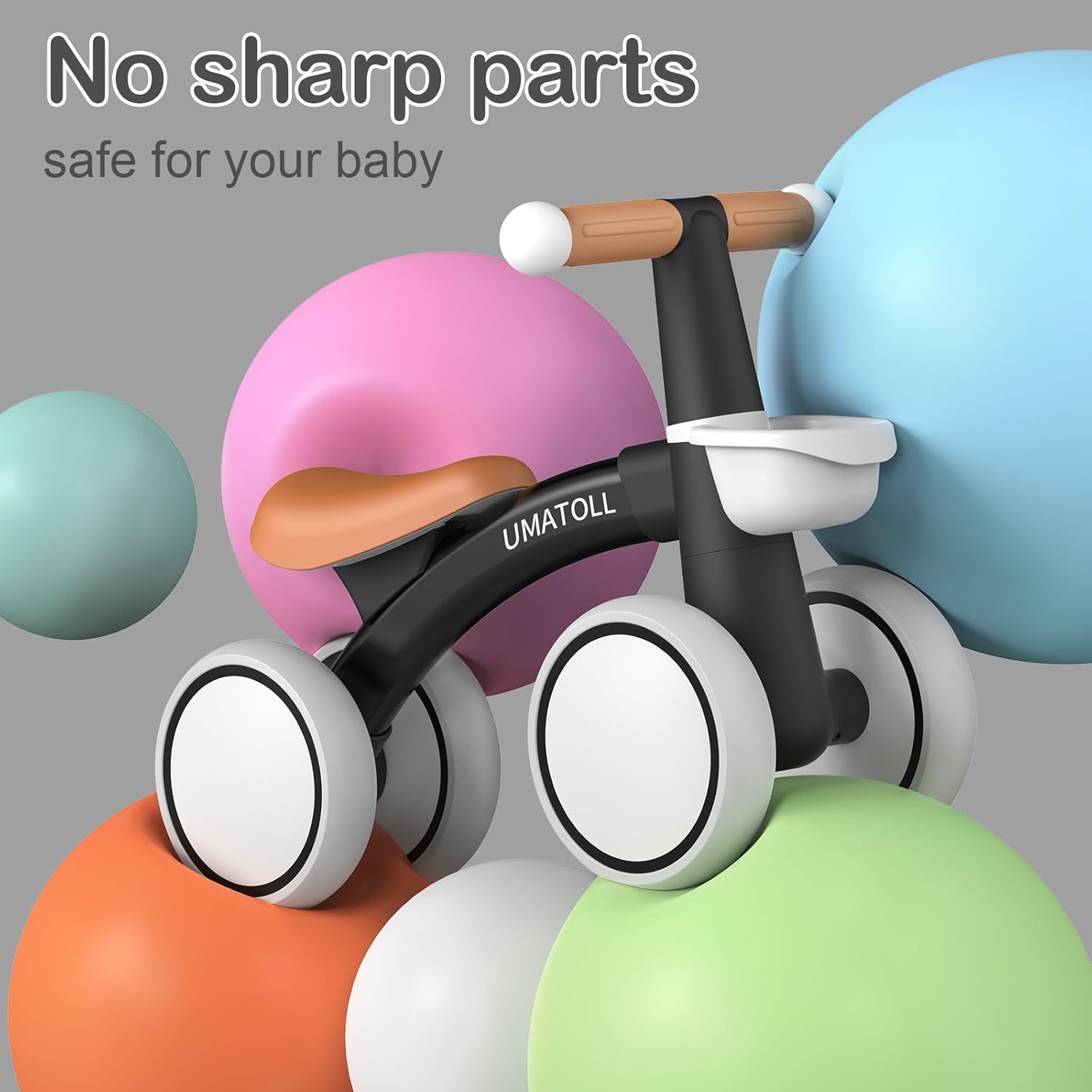 Umatoll Bicicleta de equilibrio de bebé para niños de 1 año, bicicleta de equilibrio para niños de 12 a 24 meses con canasta extraíble, asiento