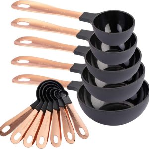 COOK WITH COLOR Juego de 12 tazas medidoras y cucharas medidoras con asas de acero inoxidable recubiertas de cobre, juego de medición de cocina COOK WITH COLOR Juego de 12 tazas medidoras y cucharas medidoras con asas de acero inoxidable recubiertas de cobre, juego de medición de cocina