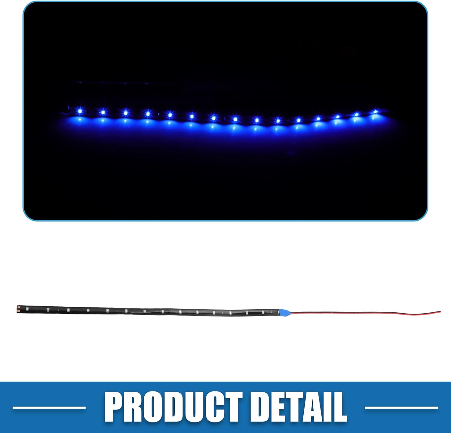 A ABSOPRO 12V 15 LED tira de luz flexible 11.8 in coche interior decorativo LED lámpara azul (juego de 20)