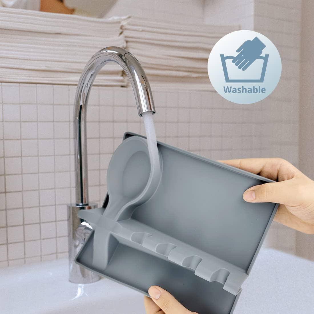 Soporte para utensilios de silicona con almohadilla de goteo soporte para cuchara para estufa soporte para cuchara soporte para cuchara grande