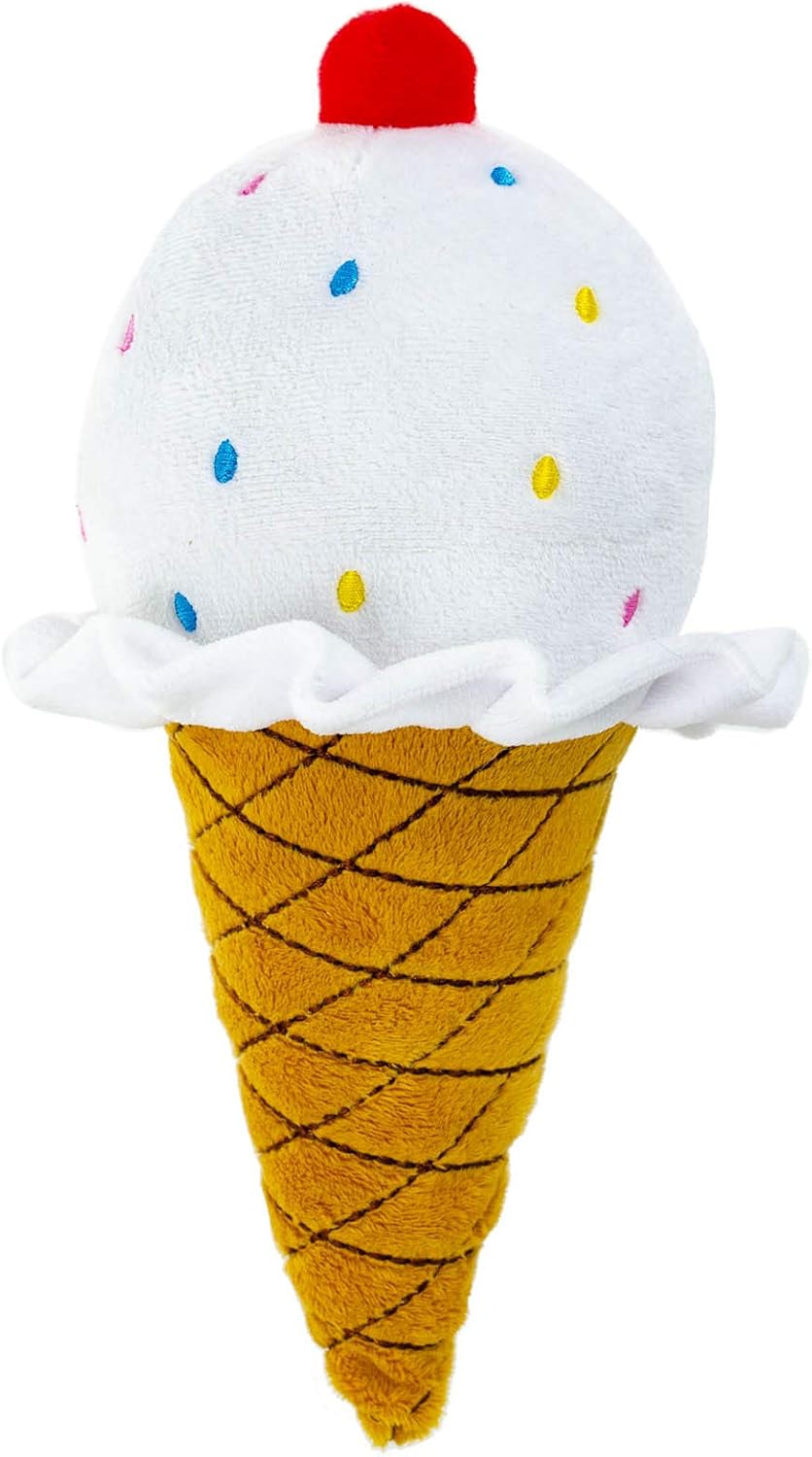 Giftable World  Peluche para mascotas, diseño de frutas, magdalenas, helados, tazas, juguete chirriador masticable para perros