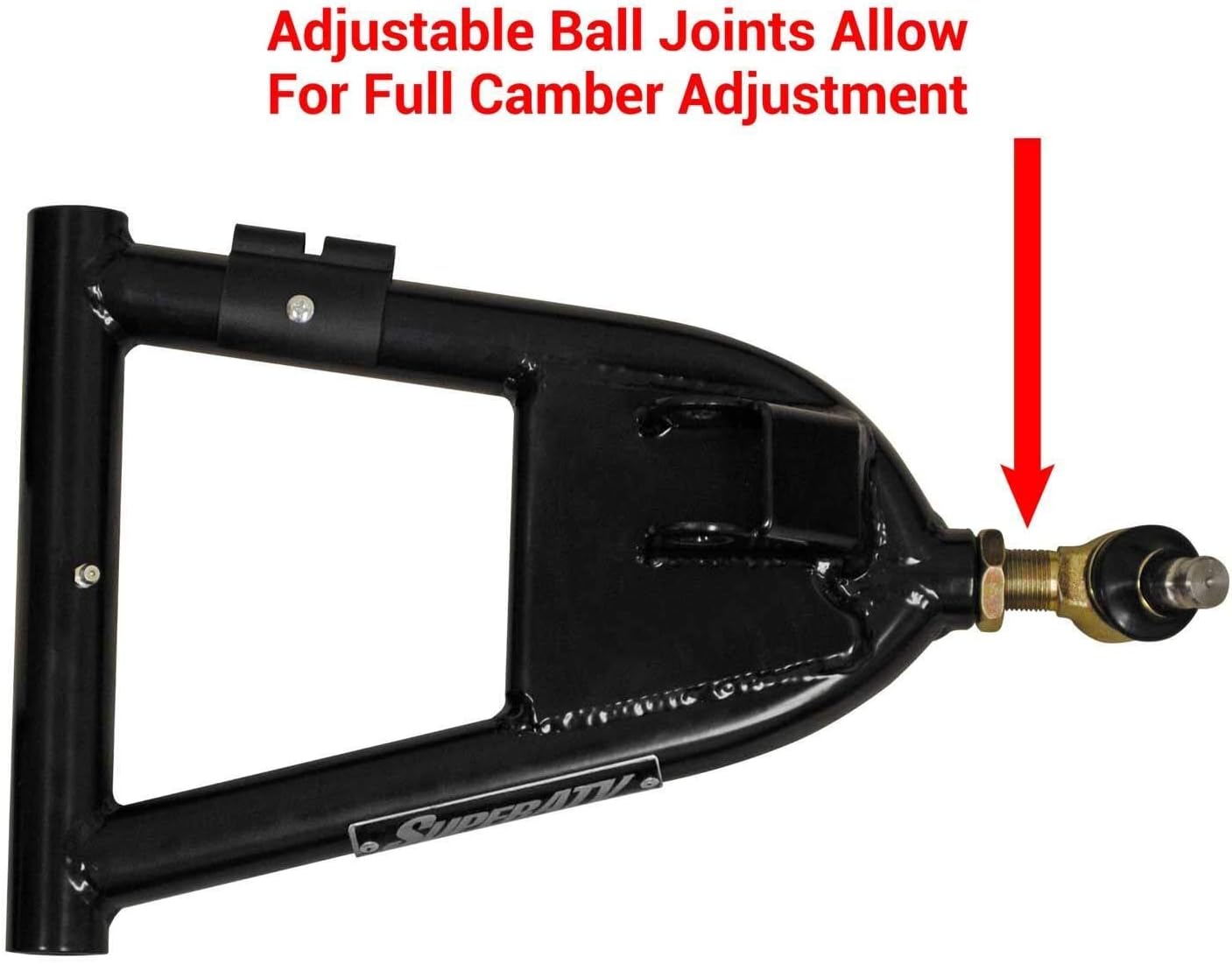 SuperATV – Brazos A negros de 1.5 pulgadas para Polaris RZR S 800 2009-2014  Compatible con neumáticos de hasta 32 pulgadas  Incluye rótulas