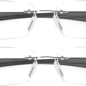 Paquete de 2 lentes de lectura con luz azul, lentes de lectura para hombre, lentes de lectura para mujer, sin marco, para computadora Paquete de 2 lentes de lectura con luz azul, lentes de lectura para hombre, lentes de lectura para mujer, sin marco, para computadora