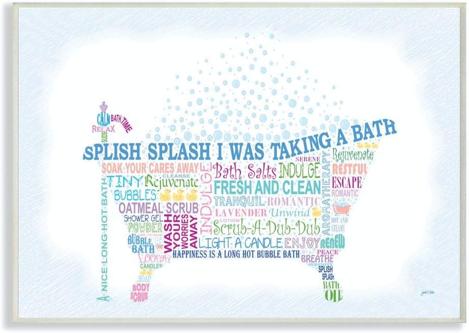 Stupell Home Décor Splish Splash – Placa de pared para baño, 10 x 0.5 x 15 pulgadas, fabricada con orgullo en Estados Unidos