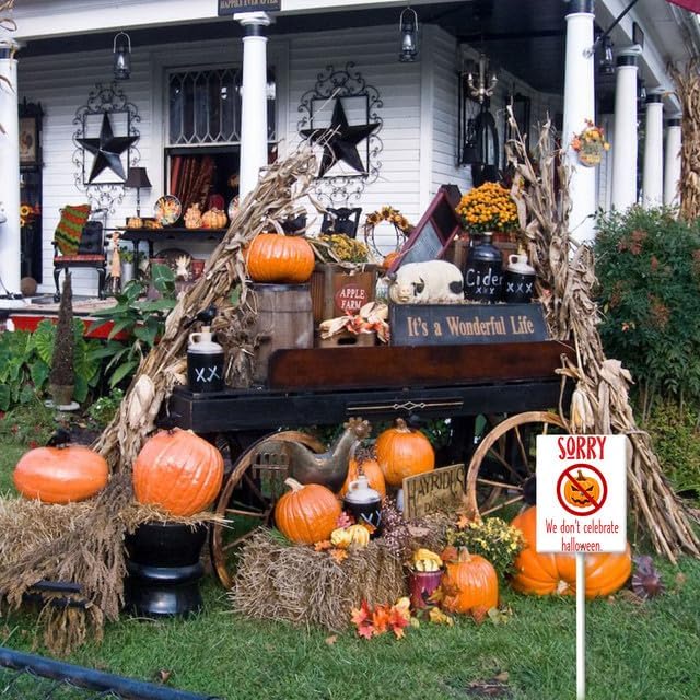 Letreros de Halloween de 7 x 8.8 pulgadas para decoración al aire libre, letrero con estaca para patio con estaca exterior, impermeable, para fiesta