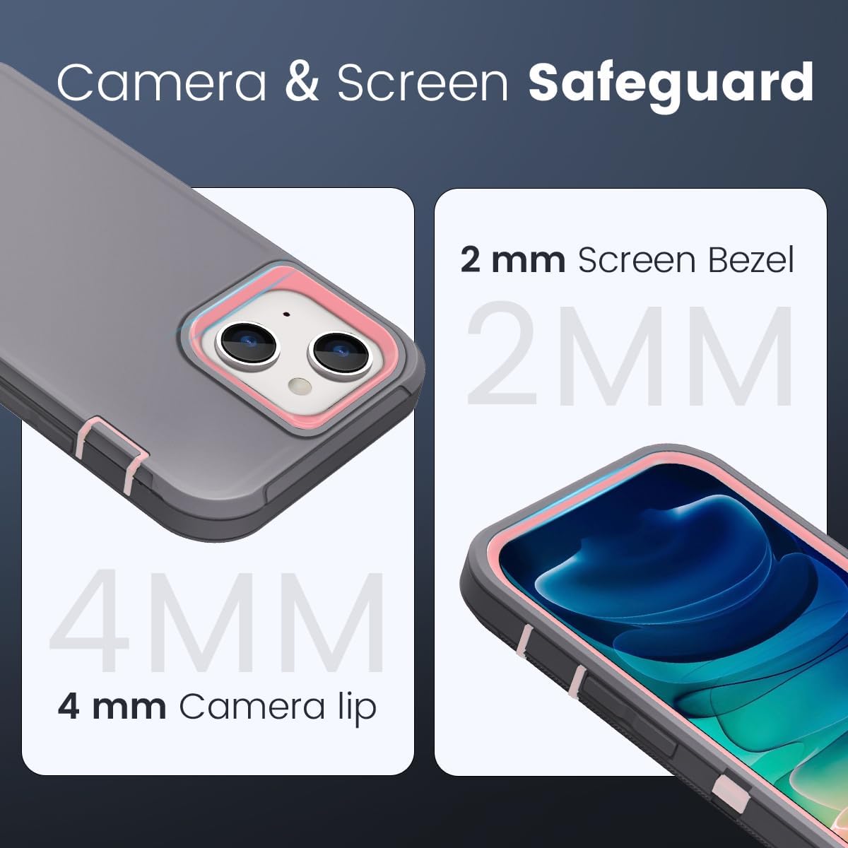 CAFEWICH Funda compatible con iPhone 15 de 6.1 pulgadas, funda para teléfono 14, resistente defensor de 3 capas, resistente a prueba de golpes,