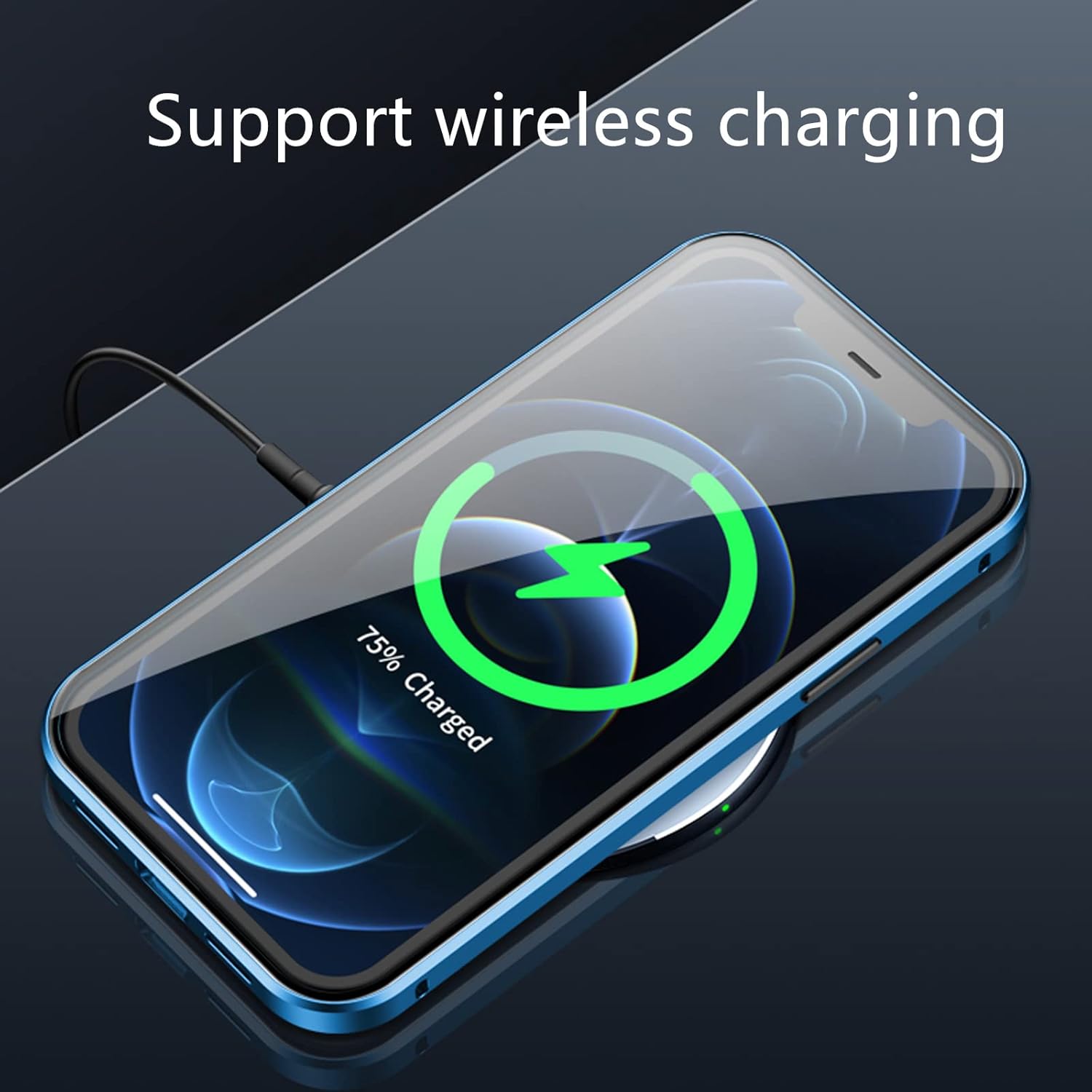 Jonwelsy Funda para iPhone 13, funda de atracción magnética de 360 grados frontal y trasera, cubierta abatible de vidrio templado transparente con