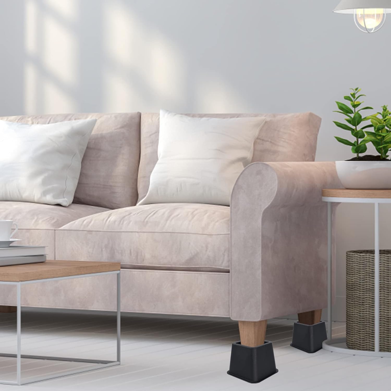 BTSD-home Juego de 4 elevadores de cama de 3 pulgadas para sofá y sillón, ideales para almacenamiento debajo de la cama, juego de 4