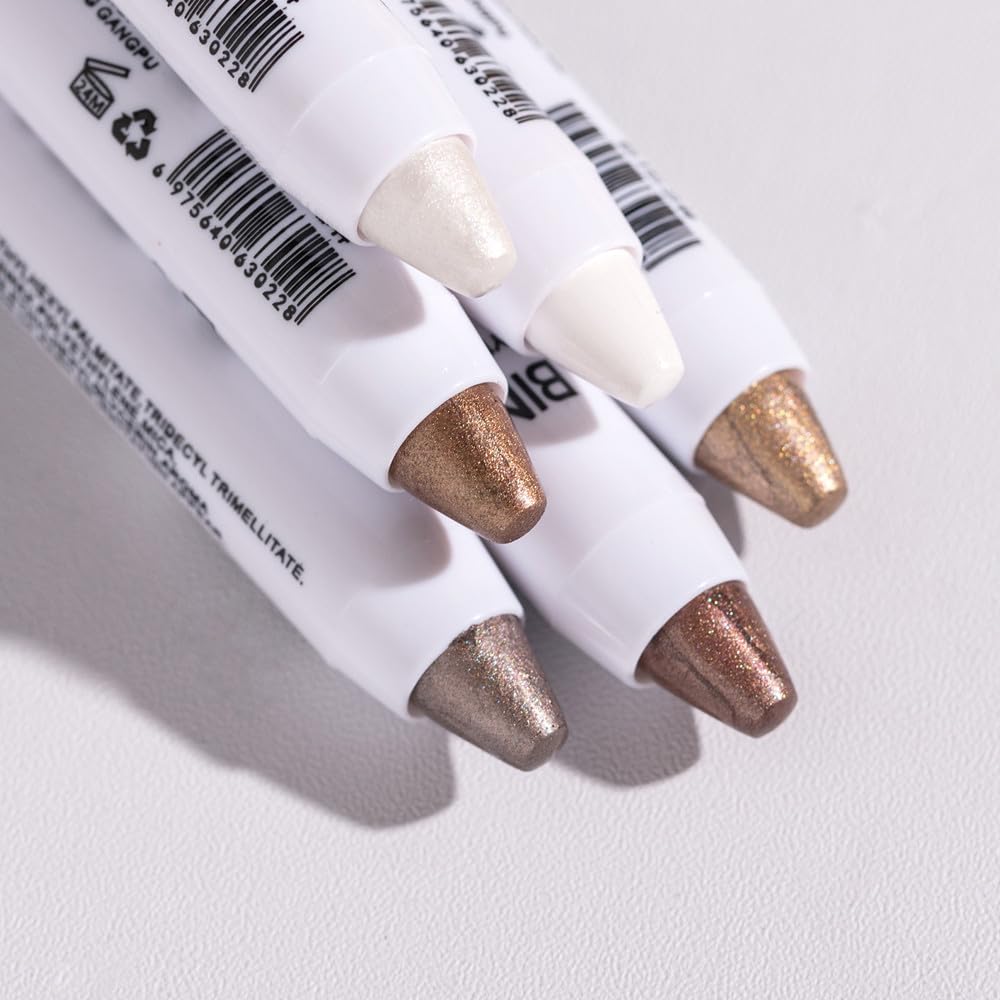 UOCK Sombra de ojos, 3 lápices de sombra de ojos en crema brillante, resistente al agua y de larga duración, barra de contorno de color metálico