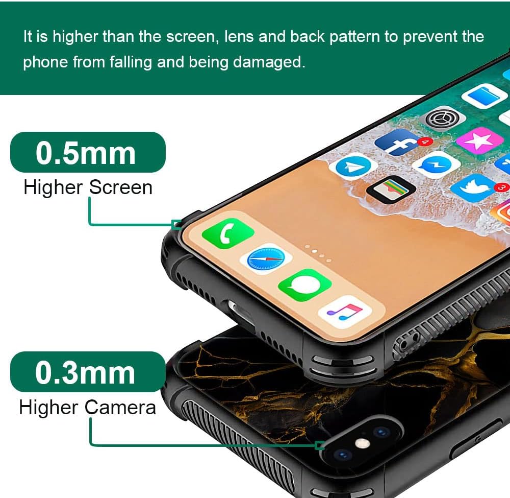 DJSOK Funda compatible con iPhone XR, funda de lujo con patrón de mármol negro y dorado para iPhone XR, funda protectora antiarañazos y a prueba de