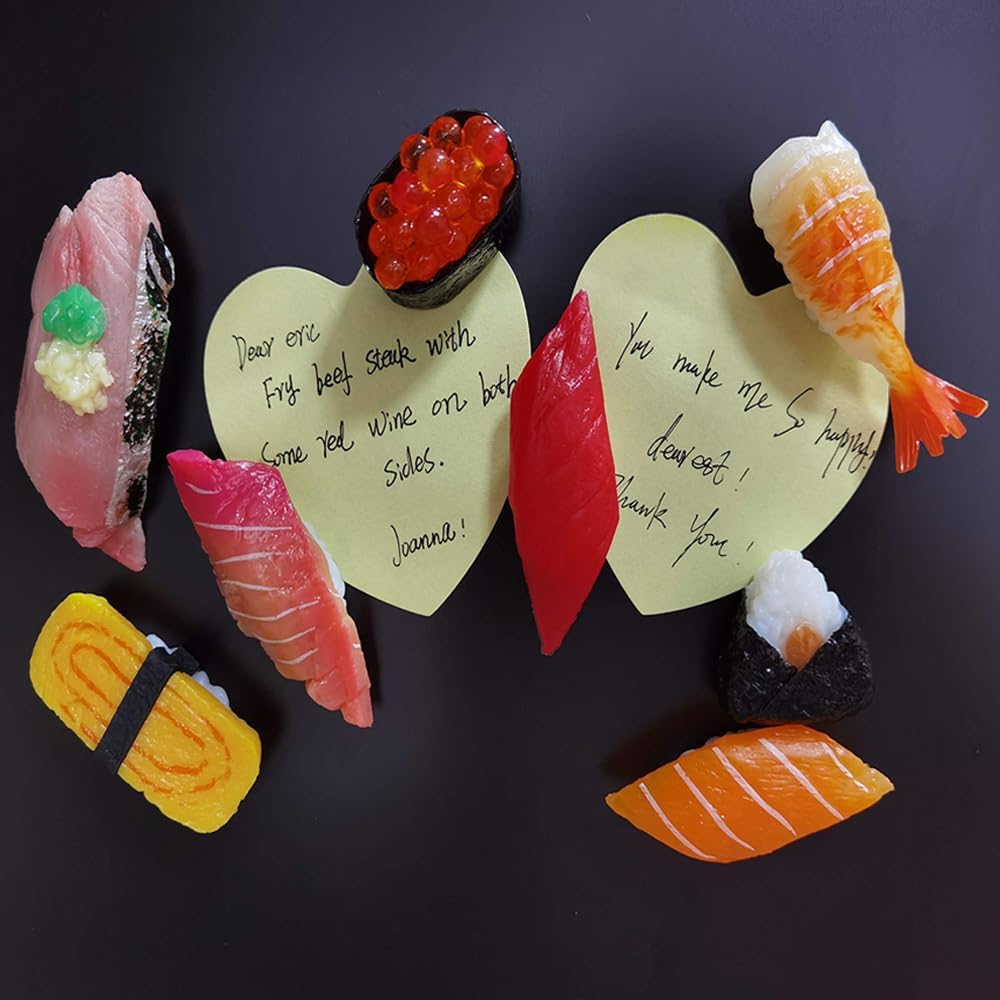 8Pcs Cute Refrigerator Magnets Funny Magnets for Fridge, Simulation Sushi Refrigerator Magnet, Fine for Whiteboards, Maps and Home Decoration