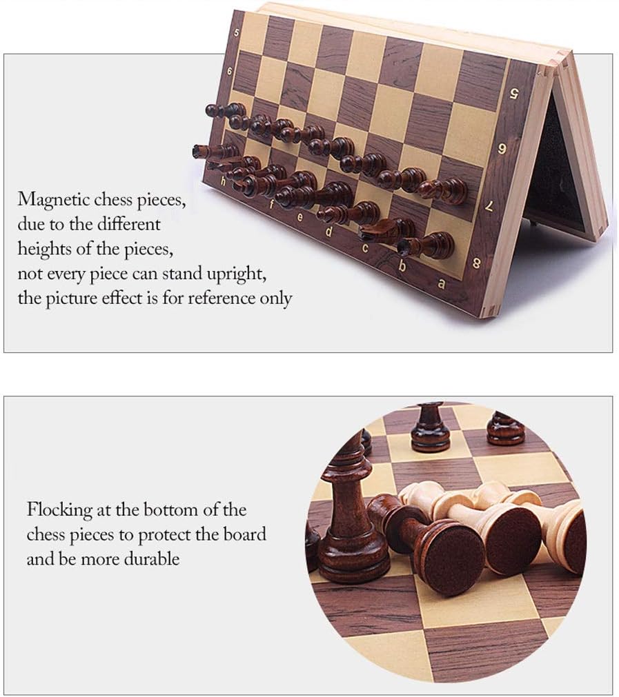 ROLTIN Magnetic Wooden Chess Set Folding Portable Travel Chess Board Game Sets with Game Pieces Storage Slots for Adults and Kids Gift Chess Gifts