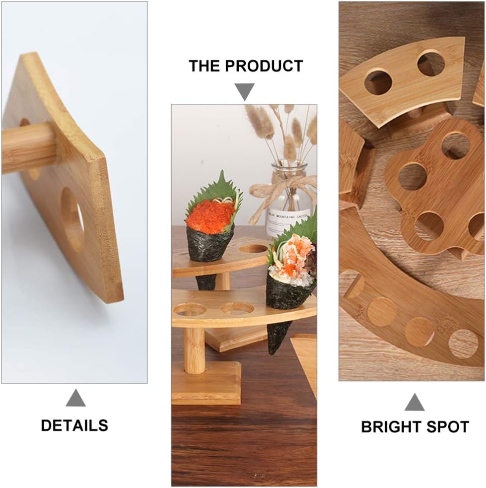 Decoración de madera japonesa Soporte de cono de helado Soporte de 2 agujeros Soporte de exhibición de cono de gofres de madera, soporte de madera