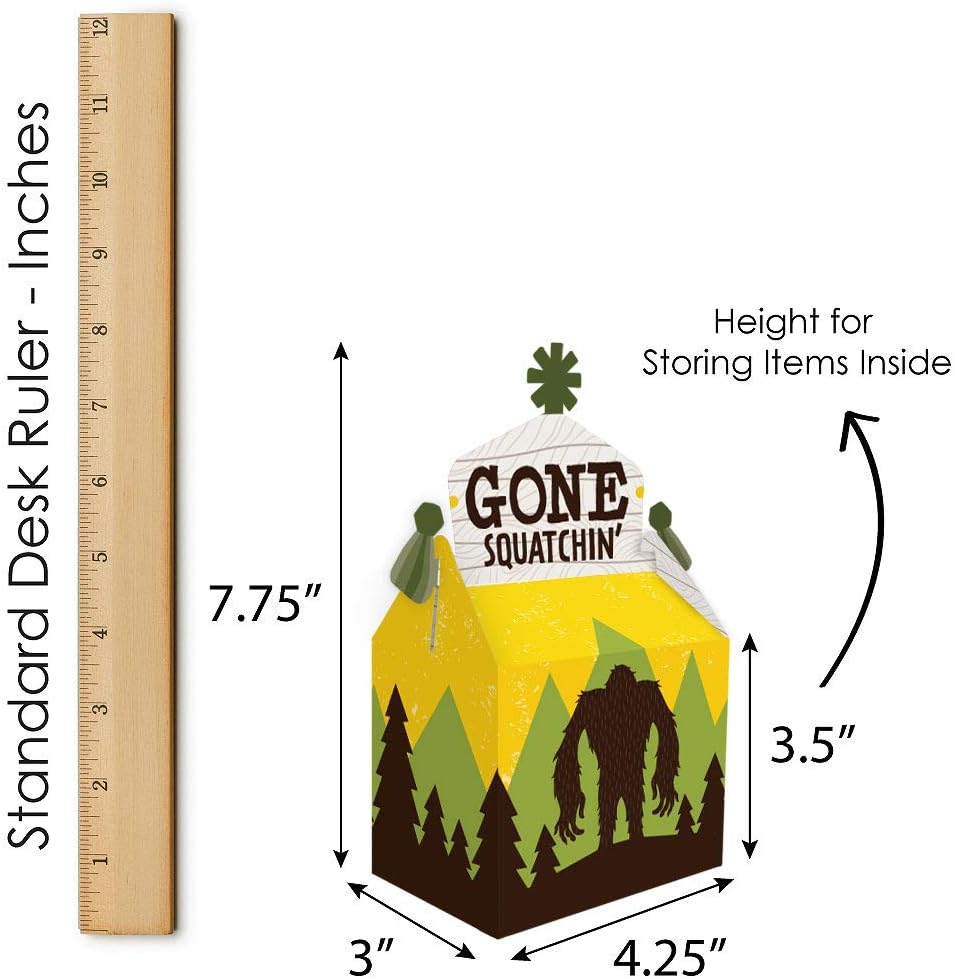 Big Dot of Happiness Sasquatch Crossing – Caja de regalo para fiesta de Bigfoot o fiesta de cumpleaños, cajas de golosinas – Juego de 12