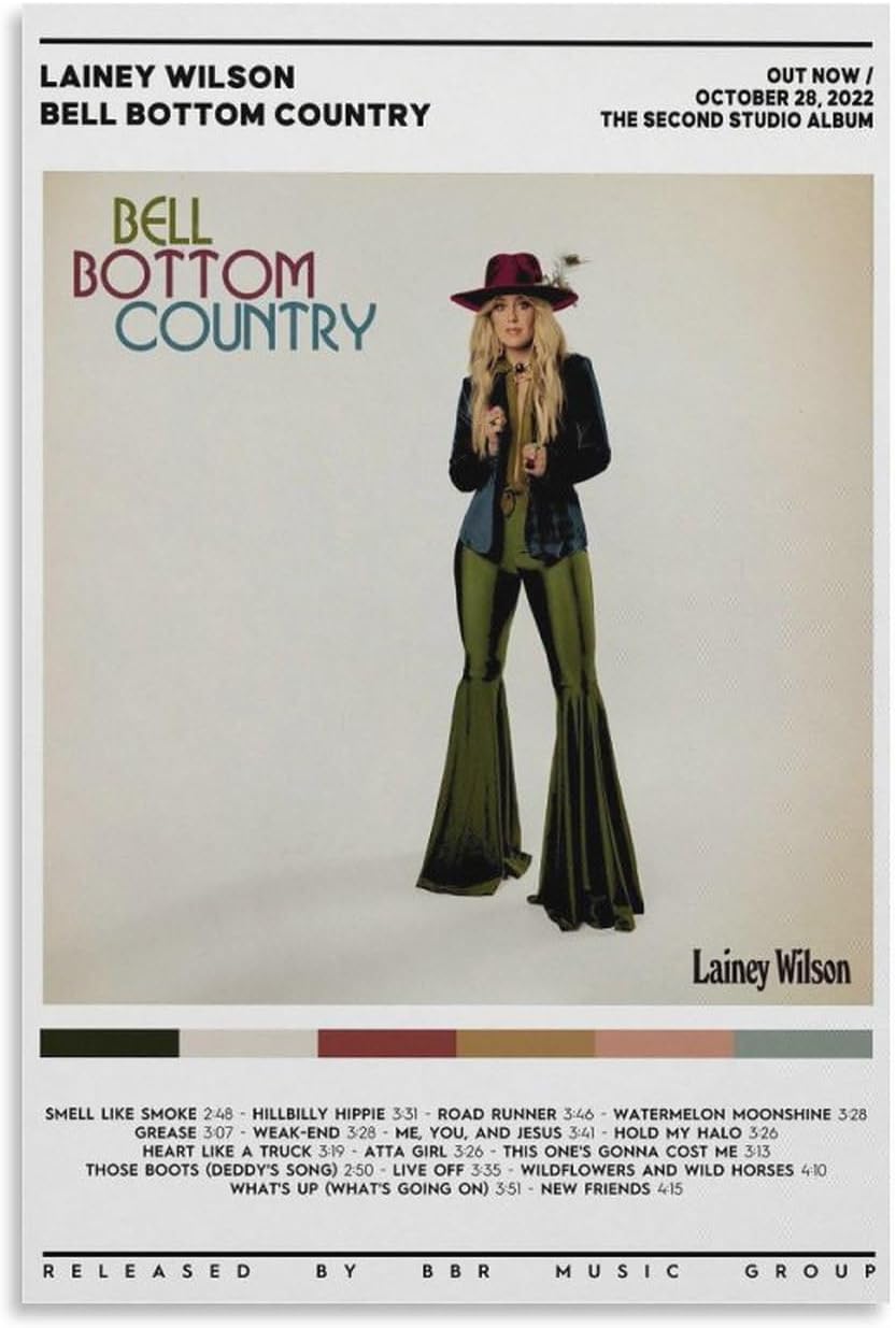 Lainey Wilson – Póster de lienzo con parte inferior de campana, pintura artística decorativa para pared, sala de estar, dormitorio, decoración,