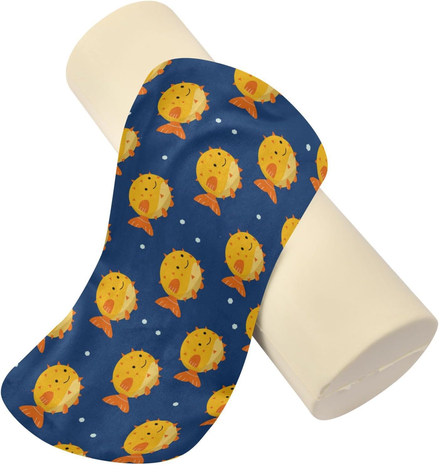 Almohada cervical redonda amarilla de pez hawaiano, almohada cervical, almohada para el cuello, almohada redonda pequeña para sillas, almohada