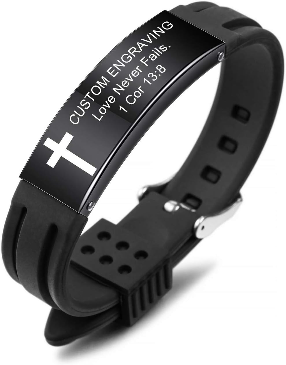 MeMeDIY Pulseras de cruz con cita inspiradora, accesorios de la Biblia cristiana, versículo de silicona, regalos religiosos para hombres y mujeres,