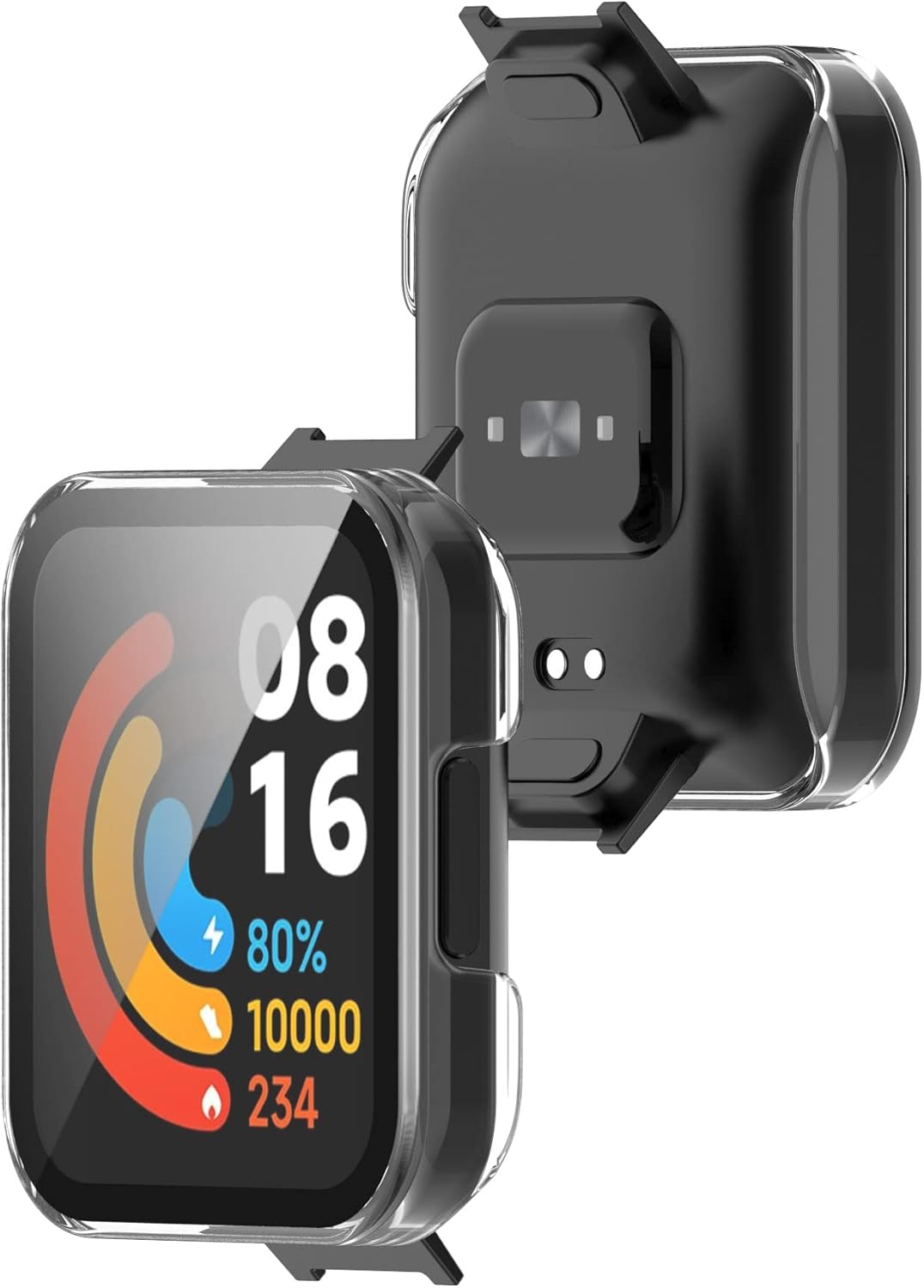 Paquete de 2 fundas protectoras de pantalla compatibles con Redmi Watch 2 Lite, accesorios de policarbonato de vidrio templado, resistente a los