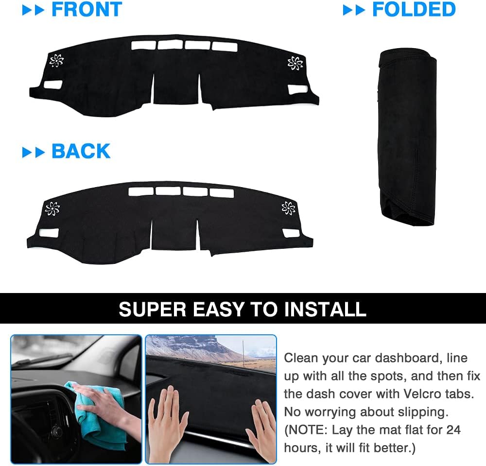 Cartist Cubierta de tablero para Toyota RAV4 2019-2022, 2023 2024, accesorios para cubierta de tablero de gamuza, protector de rayos UV