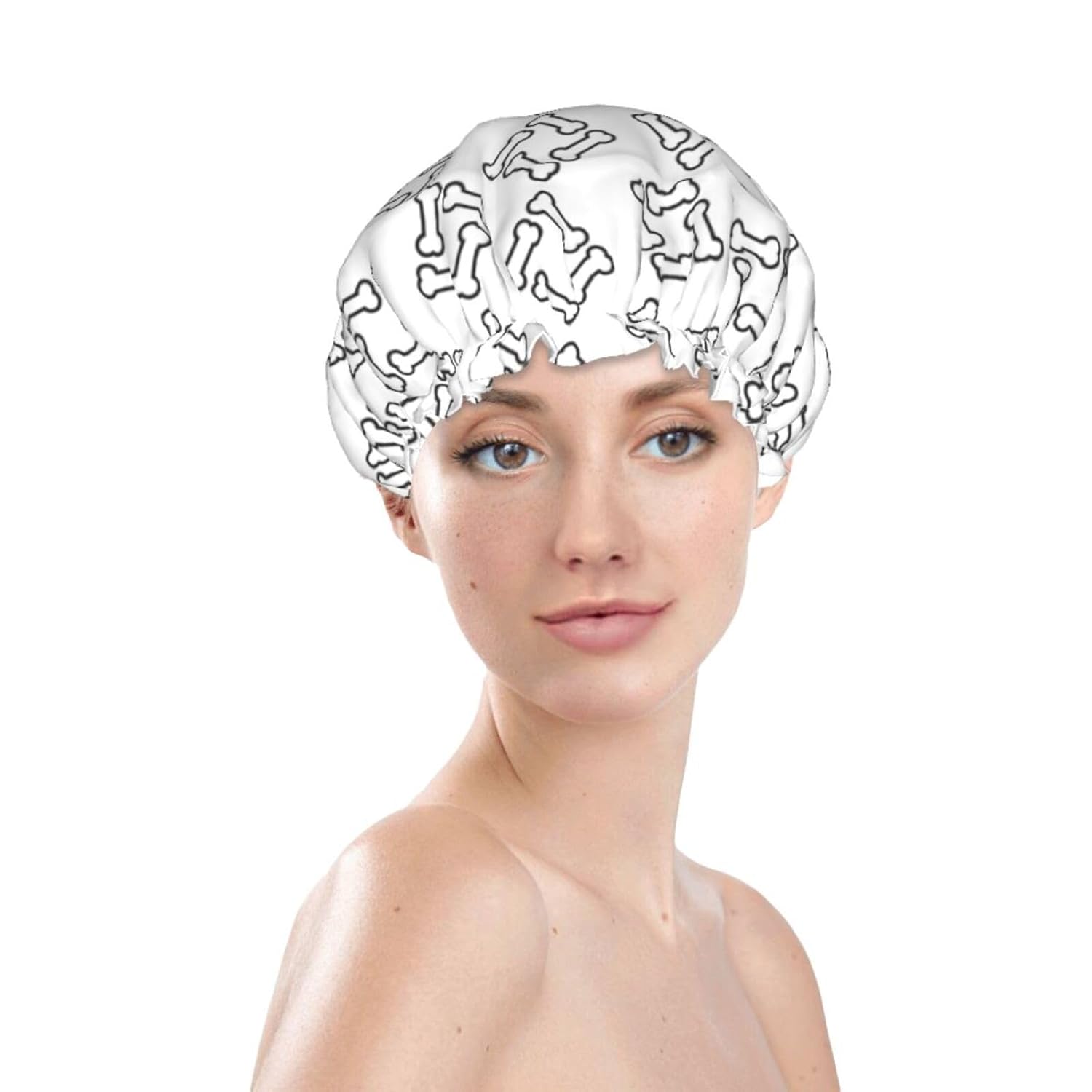 Cute Dog Double Layer Waterproof Shower Cap Suitable For All Head Sizes