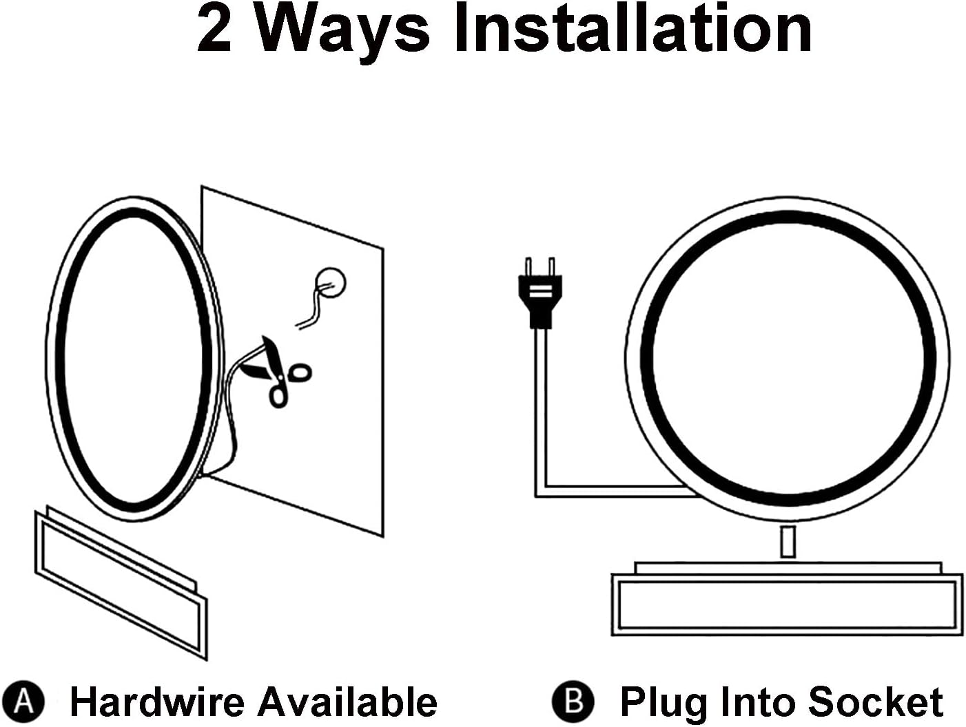 Espejo inteligente montado en la pared, espejo de baño retroiluminado con luces, regulable continuo, antivaho, a prueba de roturas, memoria, espejo