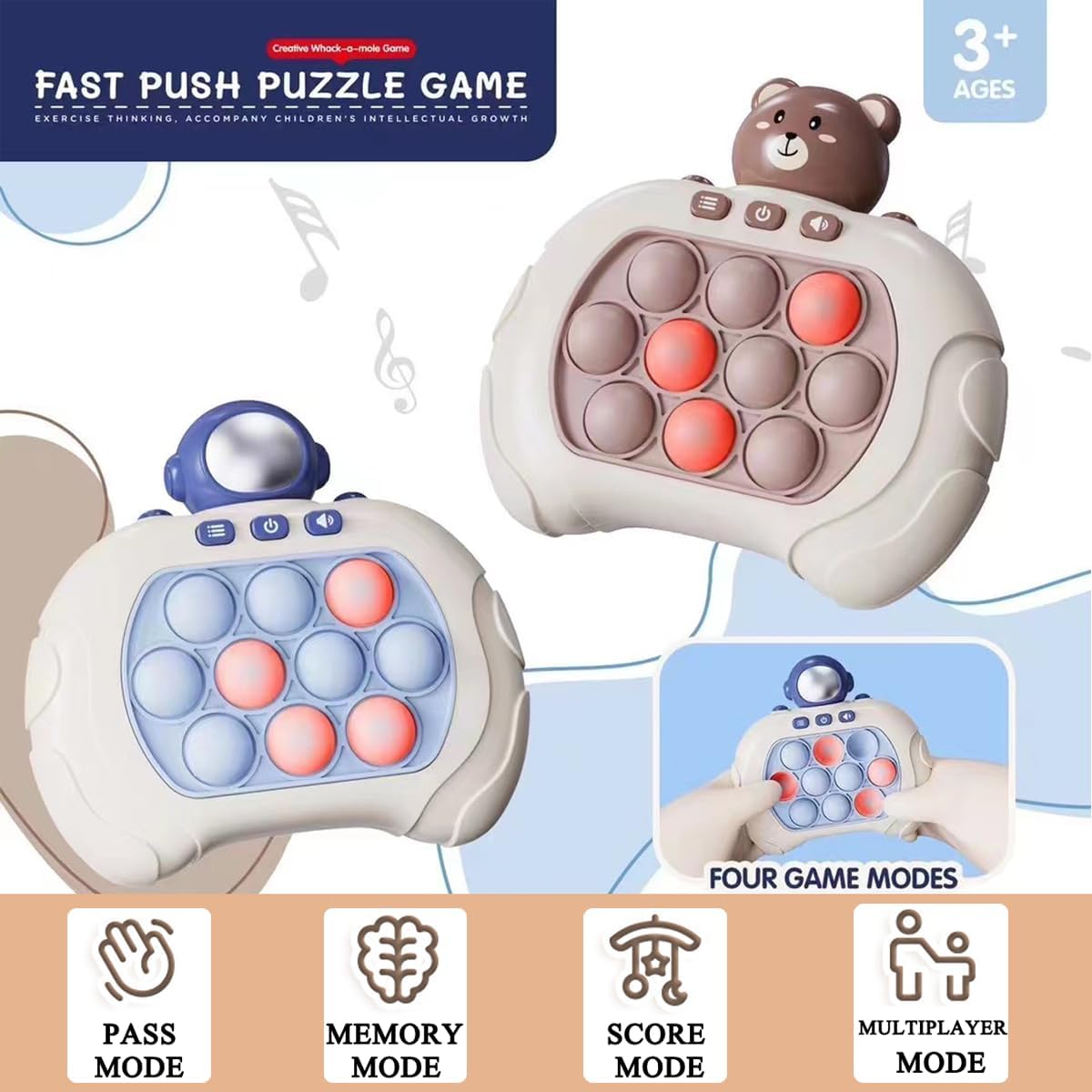 Juego de burbujas de empuje rápido para niños y adultos, mini juego de empuje de velocidad rápida, juguete para aliviar el estrés para niños, niñas,