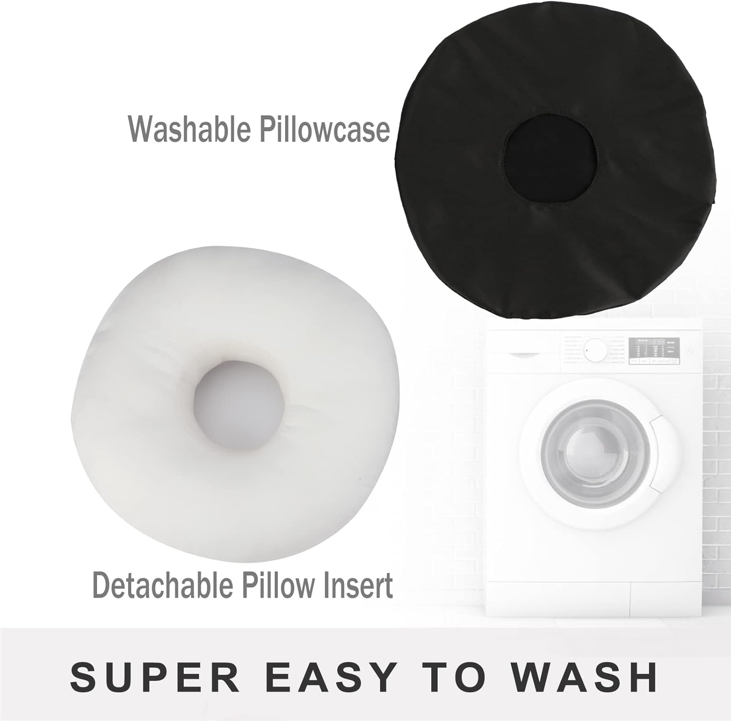 Almohada de perforación desmontable con funda de almohada de seda, almohada de oreja fácil de limpiar con agujero para personas que duermen de lado,