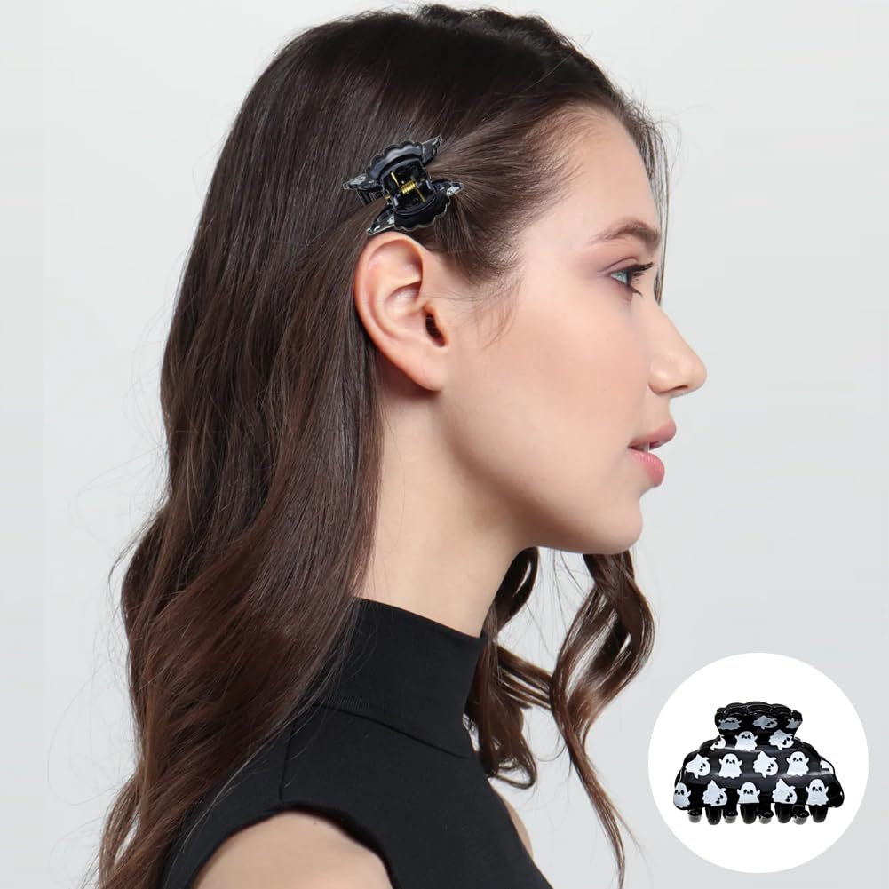 Paquete de 6 pinzas para el cabello de Halloween, lindas pinzas para el cabello pequeñas, clip con calabazas, murciélagos, fantasmas y esqueletos