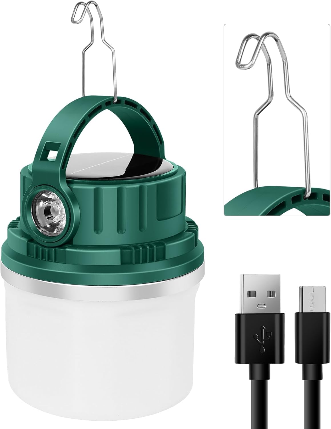 Faroles de campamento de energía solar recargable por USB, mini linterna de luz portátil para emergencias, 5500 mAh batería recargable de gran