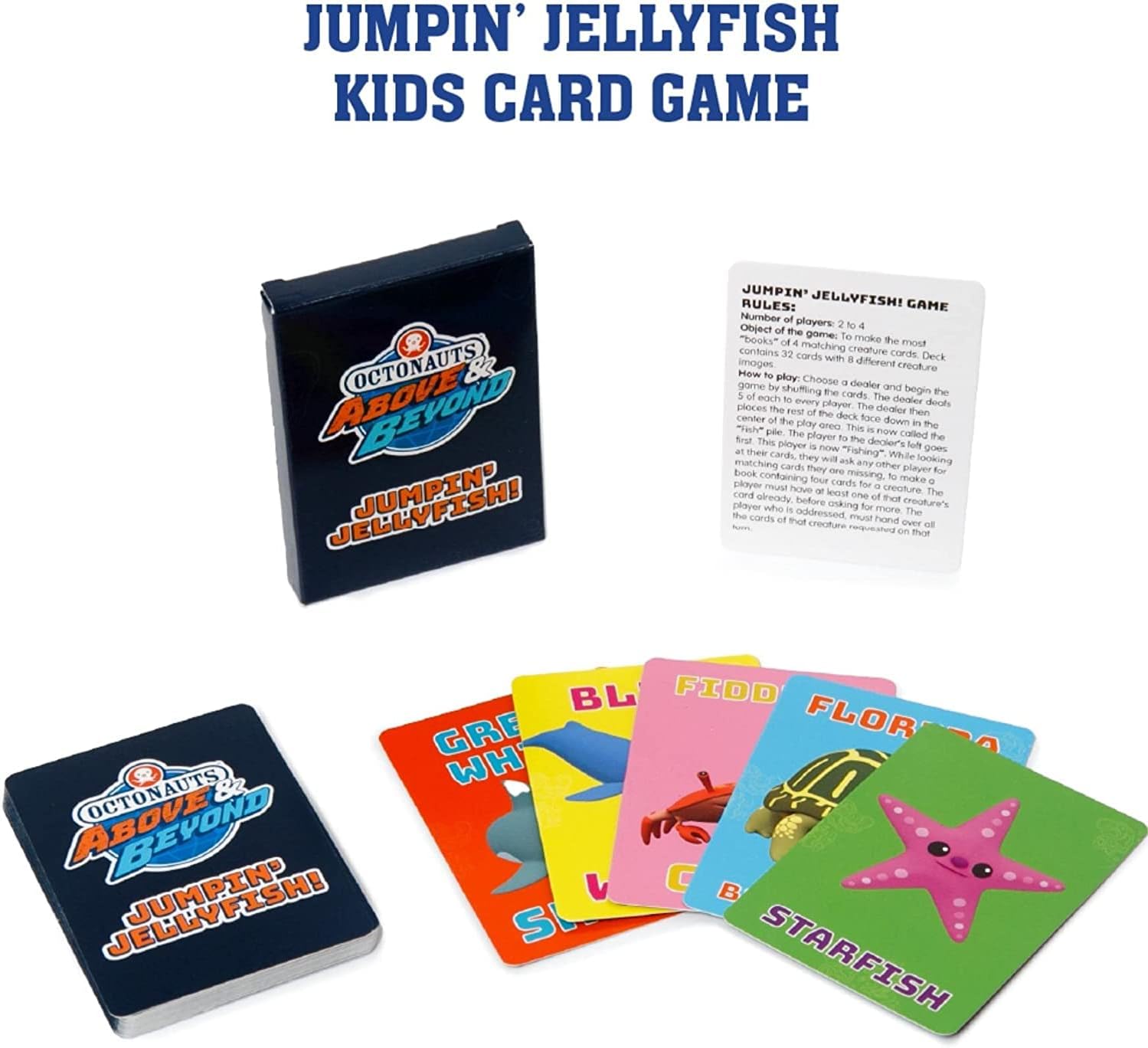 Octonauts – Juegos de cartas clásicos y tarjetas flash para niños, incluye tres juegos, letras del alfabeto y numéricas, juego de memoria, Go Fish &