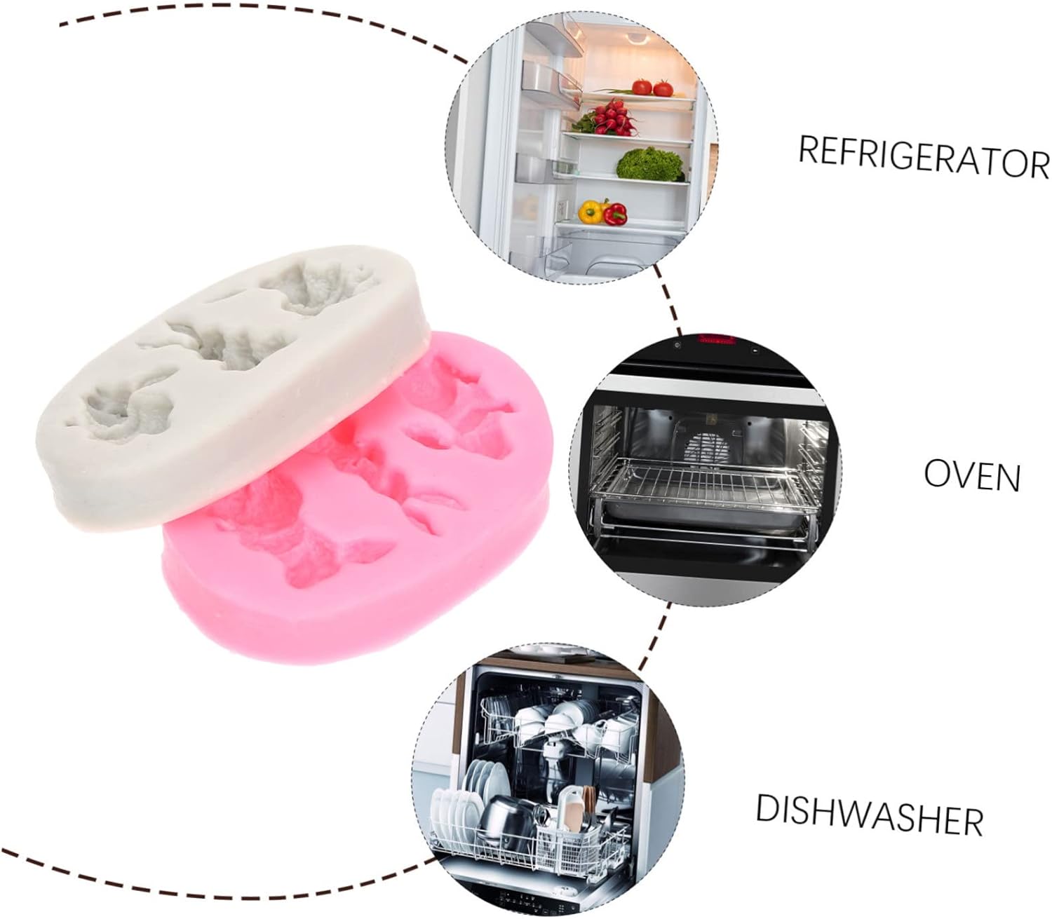 HEMOTON Molde de silicona 3D para cubitos de hielo, bandeja de cubitos de hielo, moldes para hornear conejos, moldes de silicona para fondant,