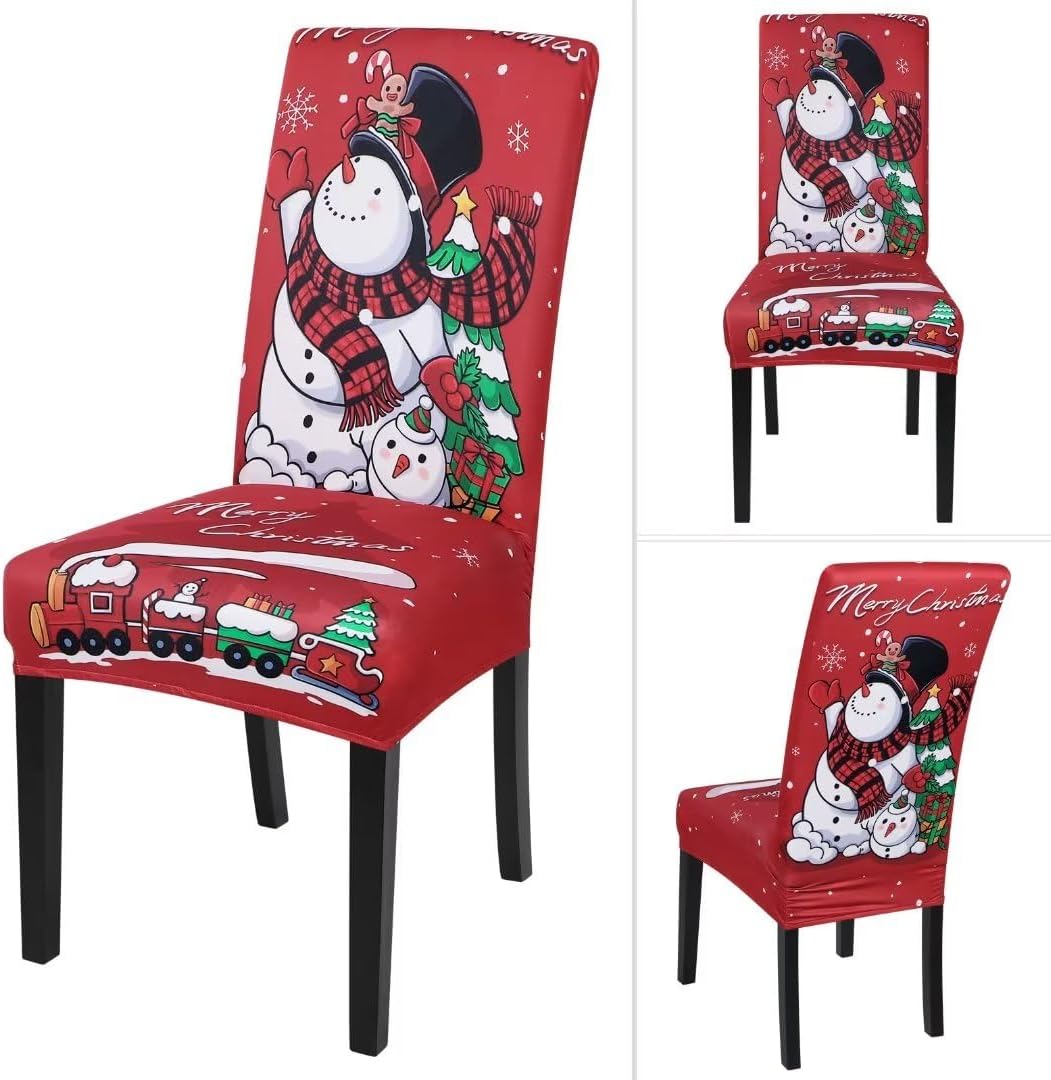 SearchI Juego de 6 fundas para sillas de comedor navideñas, fundas elásticas para sillas Parsons, protectores de asiento lavables de elastano para