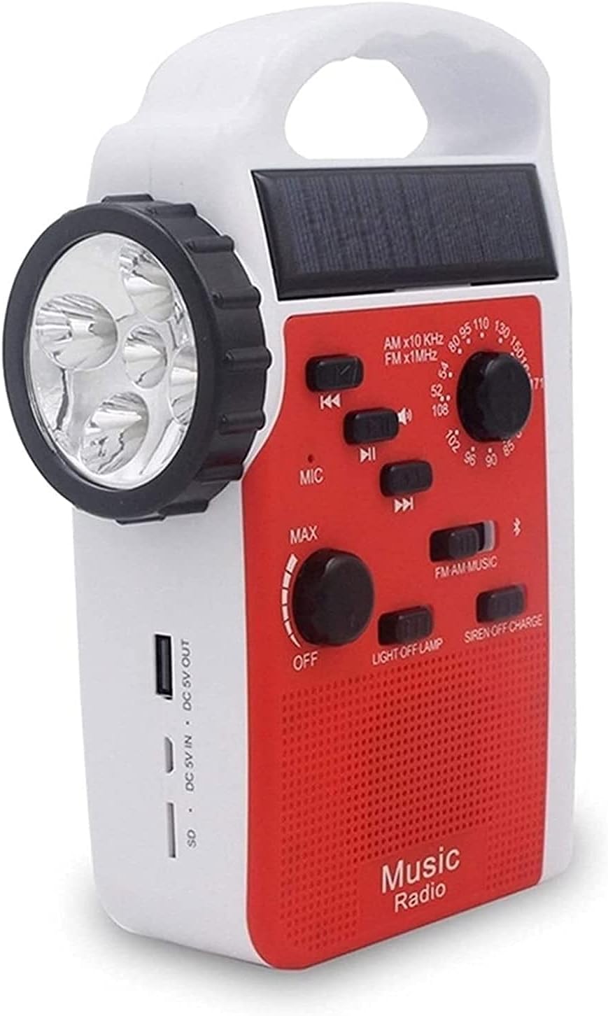 Radio meteorológica de emergencia NOAA de 2200 mAh, manivela solar, radios portátiles AMFM a pilas para el hogar, linterna, lámpara LED, alarma SOS,