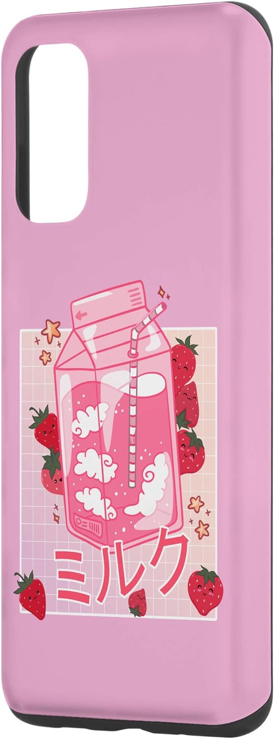 Estuche suave para batido de leche de fresa para Galaxy S20, color pastel japonés