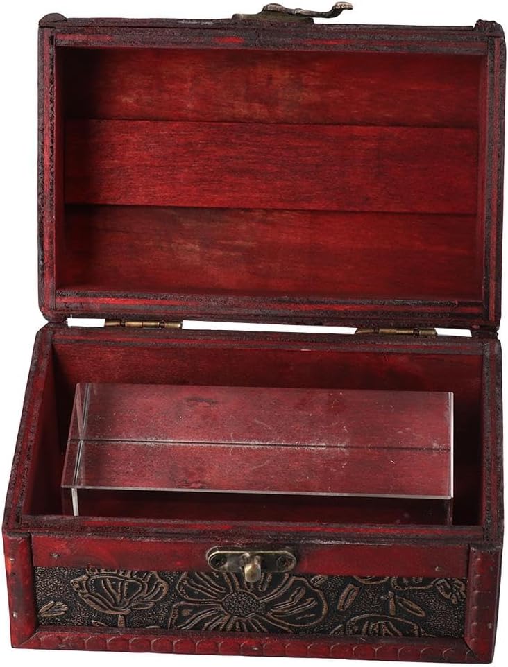 Pequeño cofre del tesoro con caja de seguridad Cosméticos Joyería Regalo Tesoro Caja de almacenamiento Artesanía de madera Adornos decorativos para
