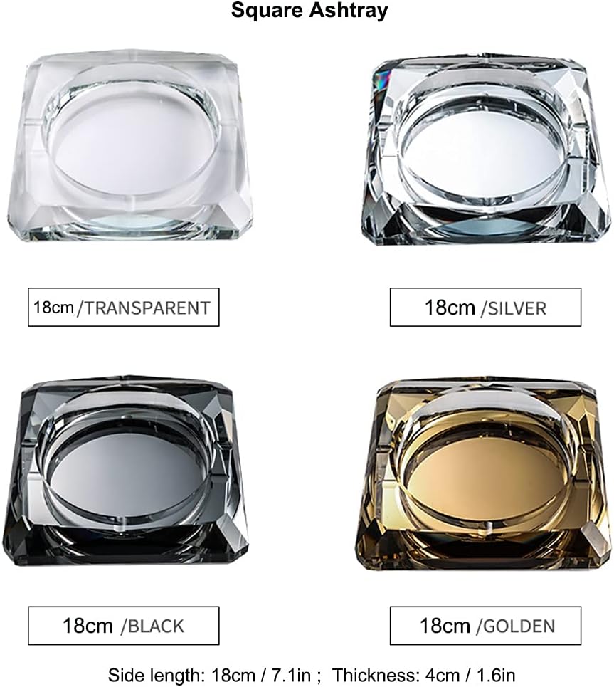 Cenicero de cristal para cigarrillos, bandeja cuadrada para cenizas de cigarros para decoración de mesa de escritorio de oficina en casa, cenicero